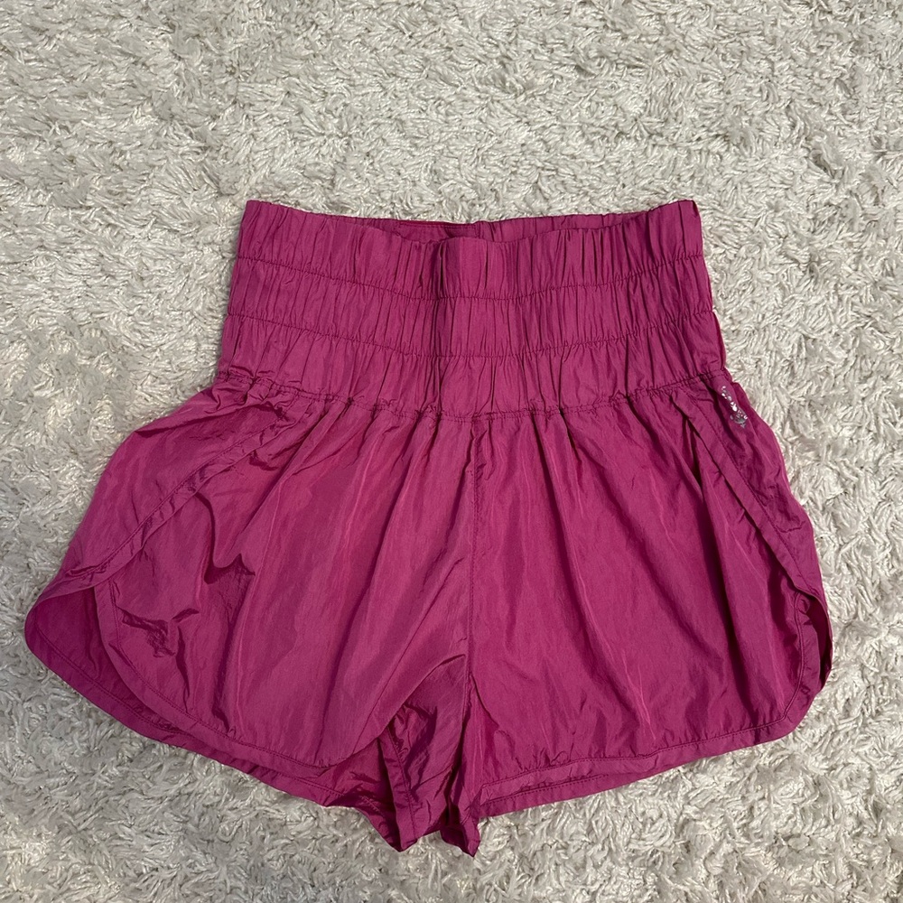 Free People Pink High Waist Shorts with Elastic Smocking